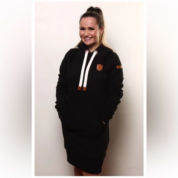 Wanakome Carmen Black Hoody Dress Sz S - Picture 1 of 6